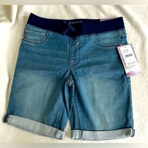 Vigoss Girls size 14 NWT Blue Denim Bermuda Shorts with stretch knit waistband